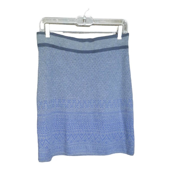 Aventura Eco Womens Blue Gray Fair Isle Wool Blend Mini Skirt Size Medium